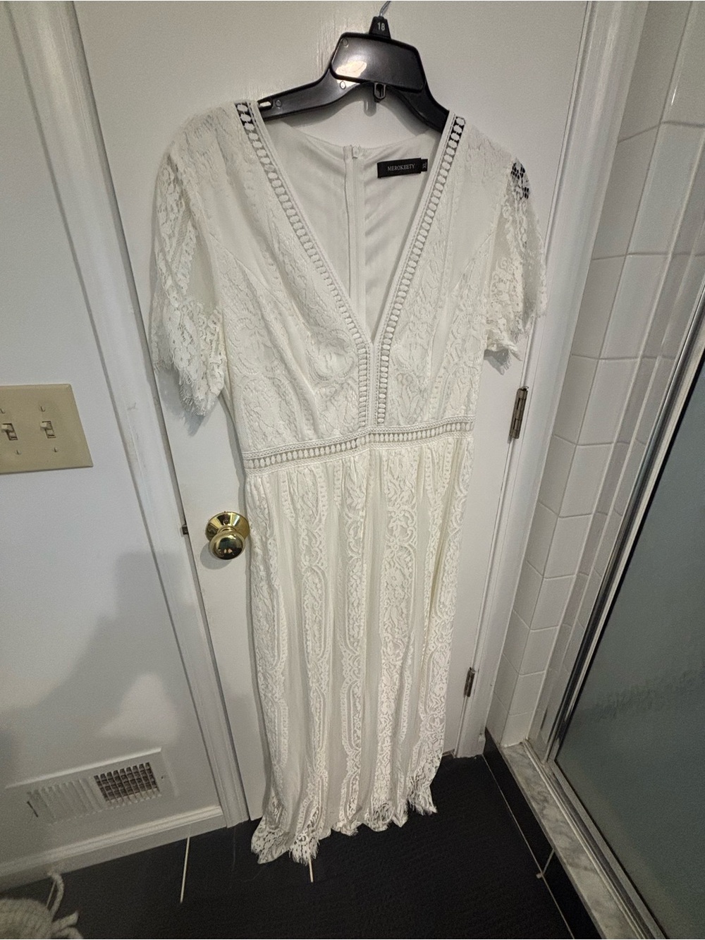Windsor Ivory Lace V-Neck Midi Dress